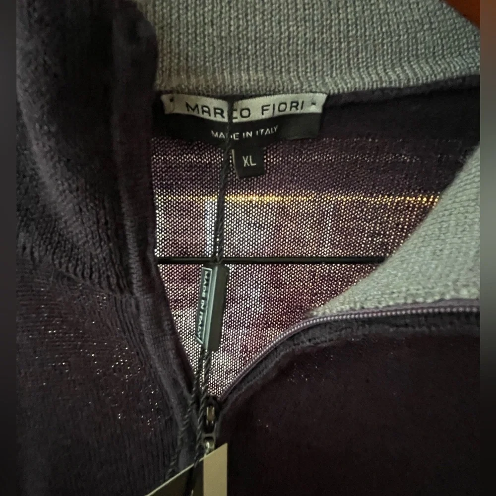🐑💜NWT MARCO FIORI Men's XL Plum 100% Merino Extra Fine Wool Sweater. Gorgeous!